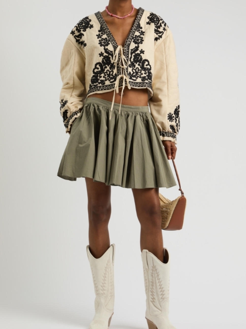 Free People Gaia Cotton Olive Green Skirt - Size XS - Picture 2 of 9